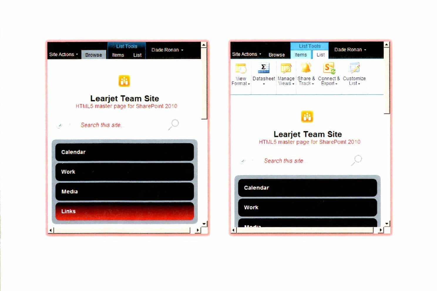 Learjet SharePoint Intranet Custon HTML5 Mobile App Website